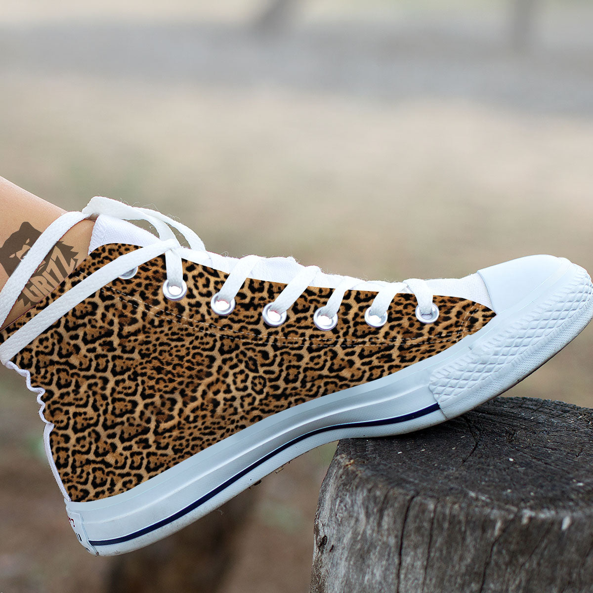 Fur Jaguar Print Pattern White High Top Shoes-grizzshop