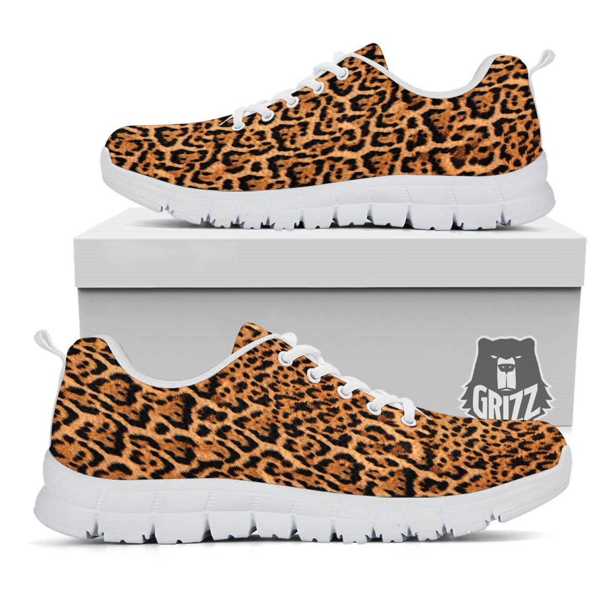 Fur Jaguar Print Pattern White Sneaker-grizzshop