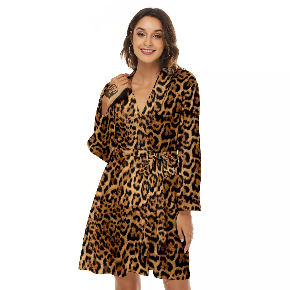 Fur Jaguar Print Pattern Women's Robe-grizzshop