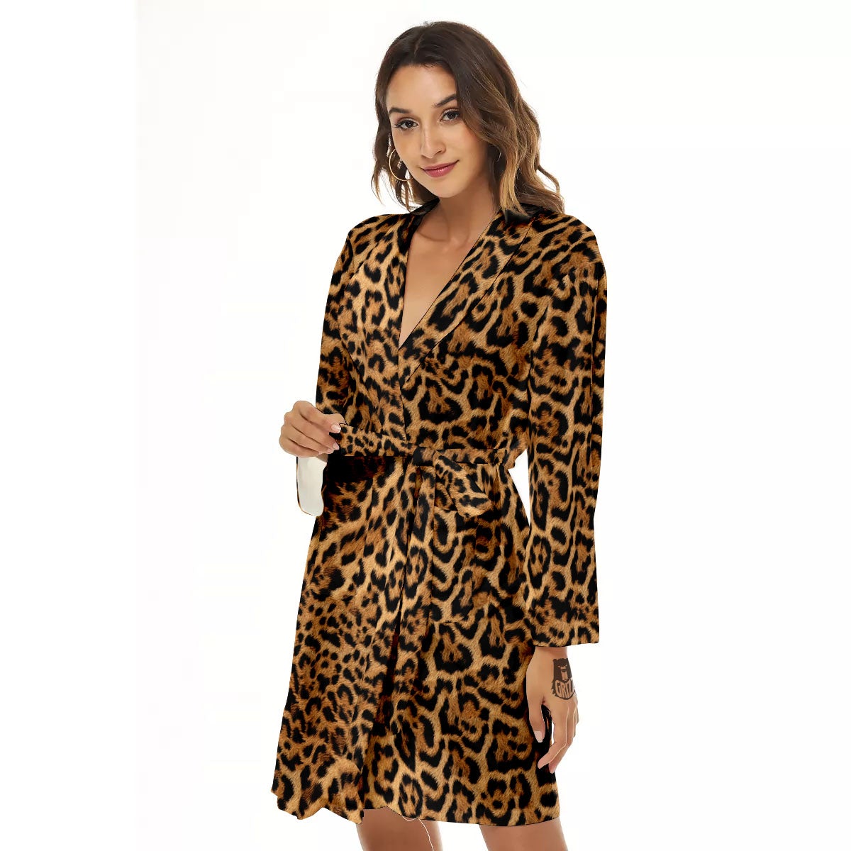 Fur Jaguar Print Pattern Women's Robe-grizzshop