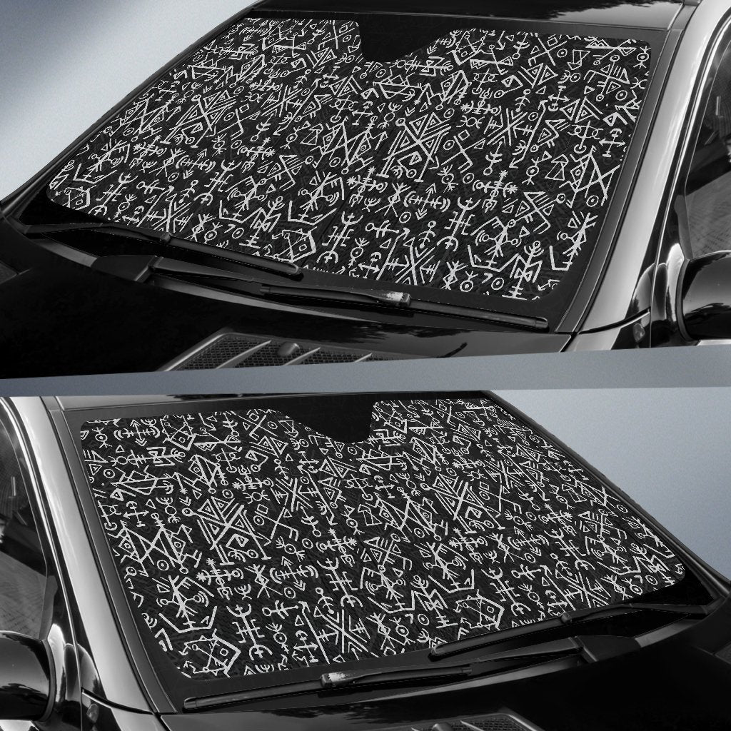 Futhark Norse Runes Scandinavian Viking Pattern Print Car Sun Shade-grizzshop