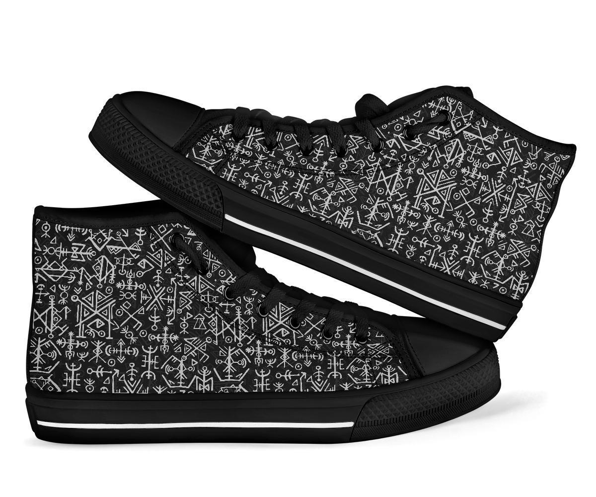 Futhark Norse Runes Scandinavian Viking Pattern Print Men Women's High Top Shoes-grizzshop