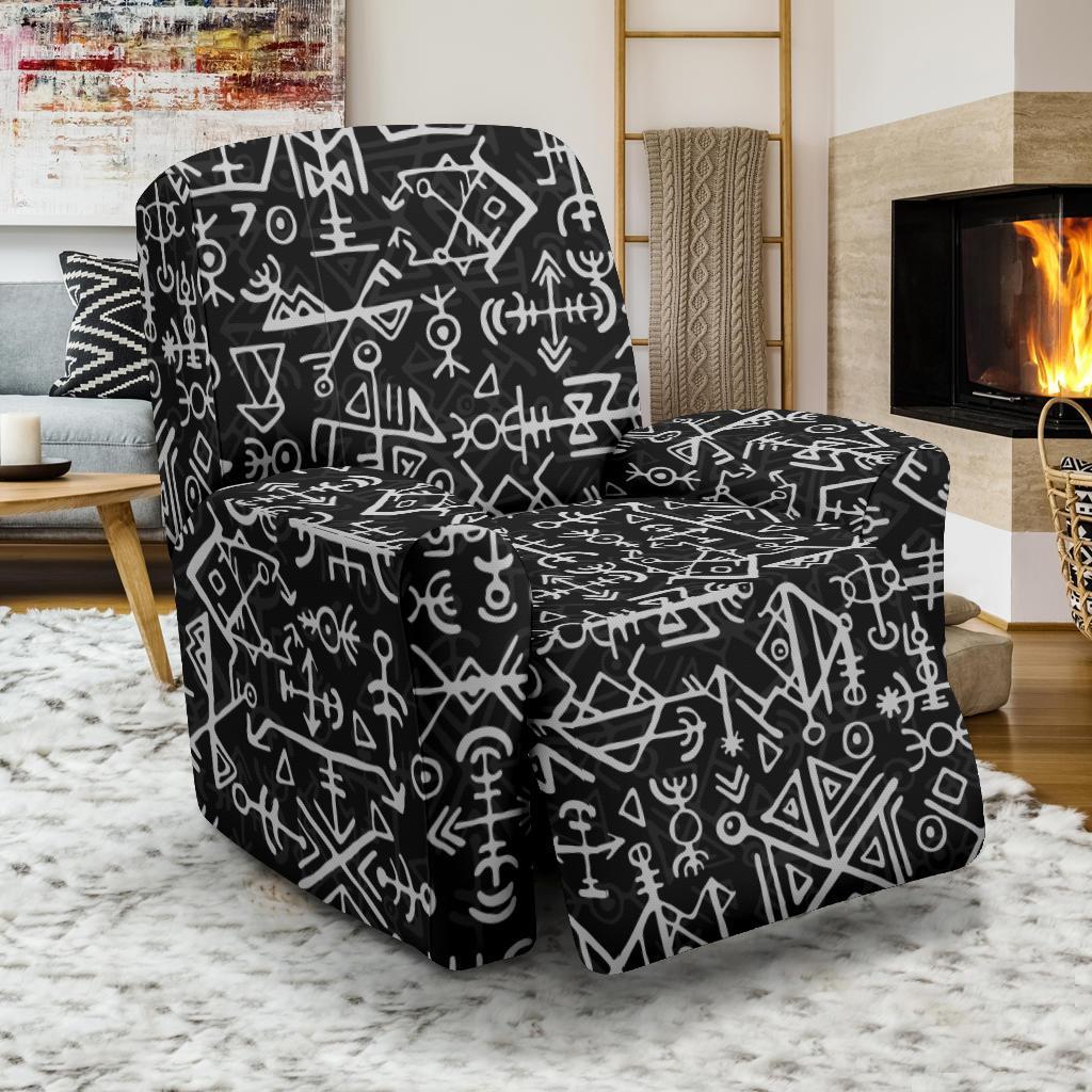 Futhark Norse Runes Scandinavian Viking Pattern Print Recliner Cover-grizzshop