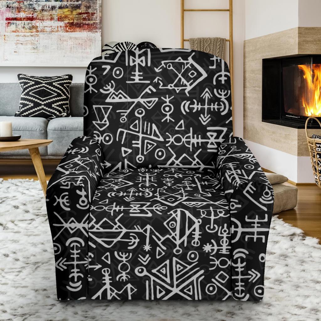 Futhark Norse Runes Scandinavian Viking Pattern Print Recliner Cover-grizzshop