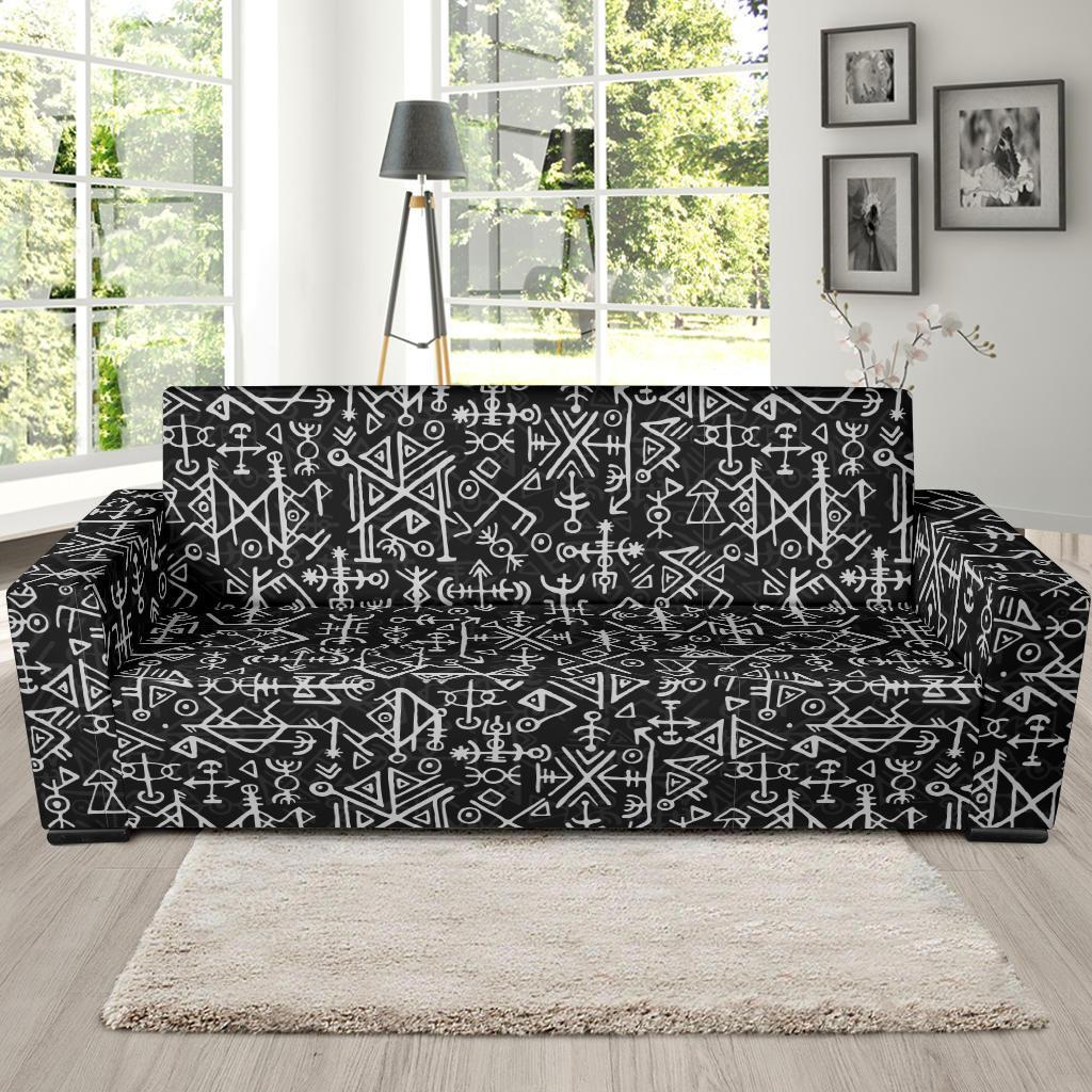 Futhark Norse Runes Scandinavian Viking Pattern Print Sofa Covers-grizzshop