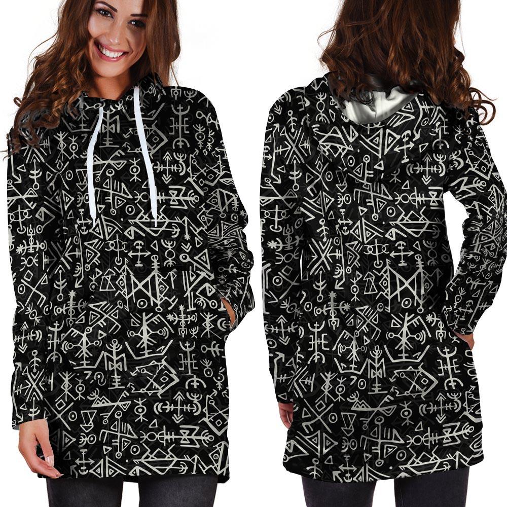 Futhark Norse Viking Hoodie Dress-grizzshop