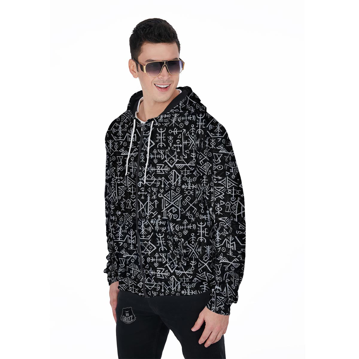 Futhark Norse Viking Men's Zip Up Hoodie-grizzshop