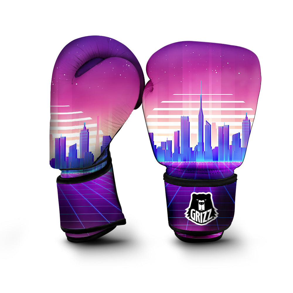 Futuristic City Print Boxing Gloves-grizzshop