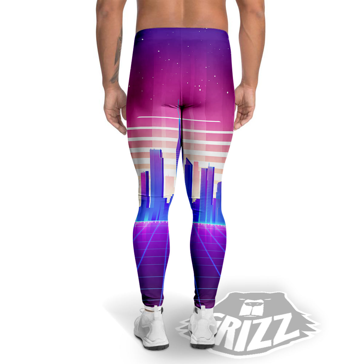 Futuristic City Print Men's Leggings-grizzshop