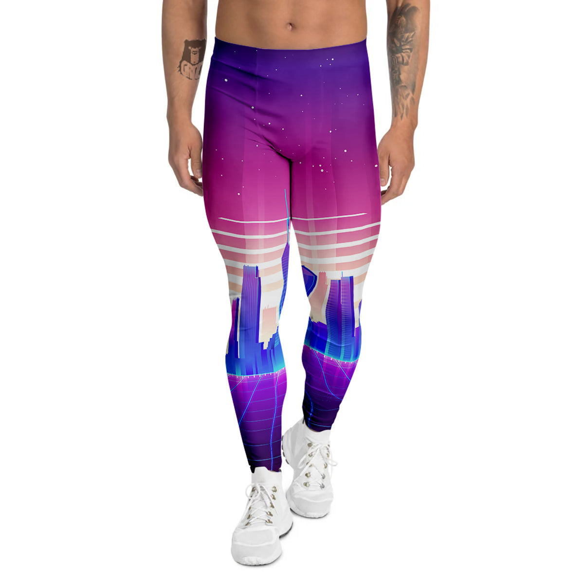 Futuristic City Print Men's Leggings-grizzshop