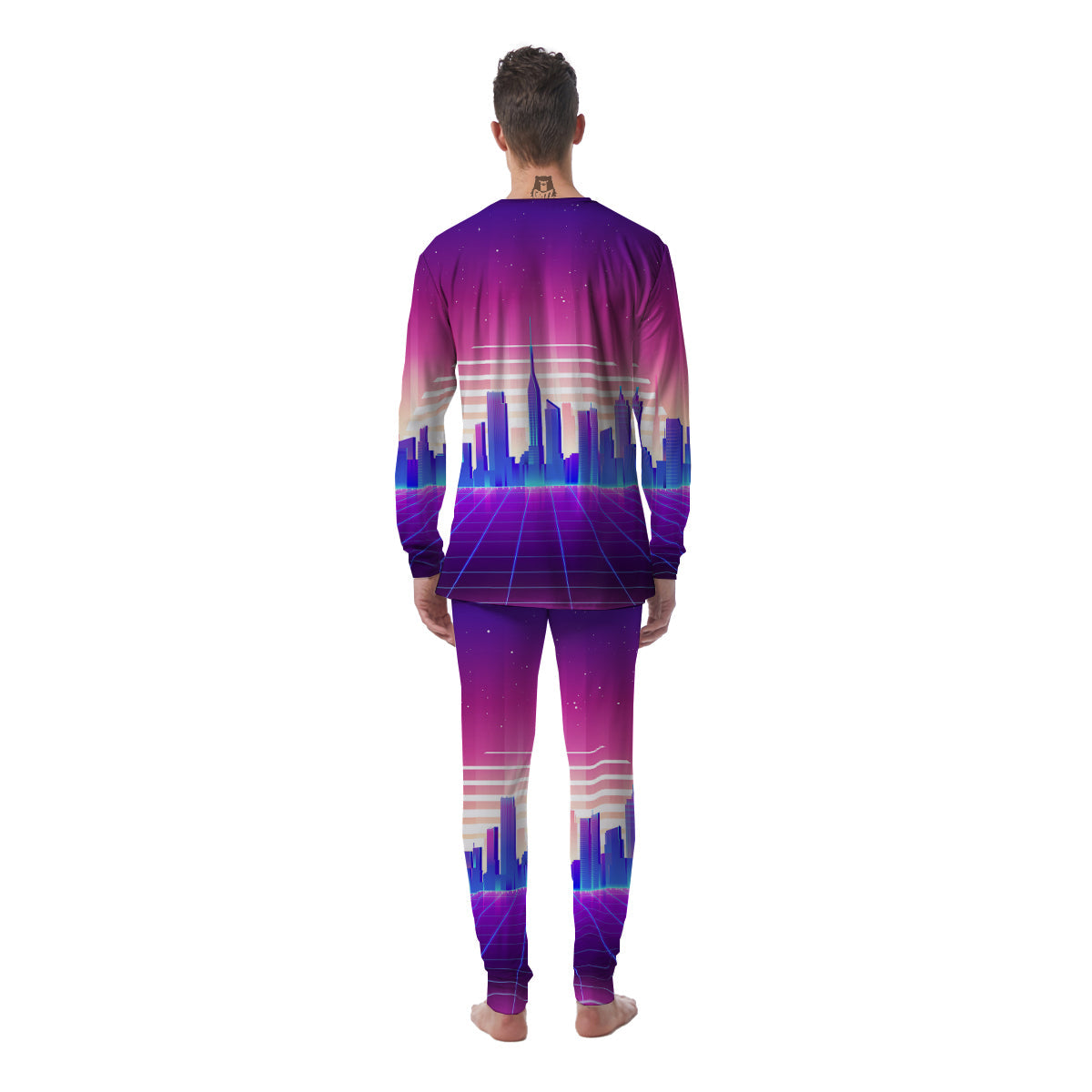 Futuristic City Print Men's Pajamas-grizzshop