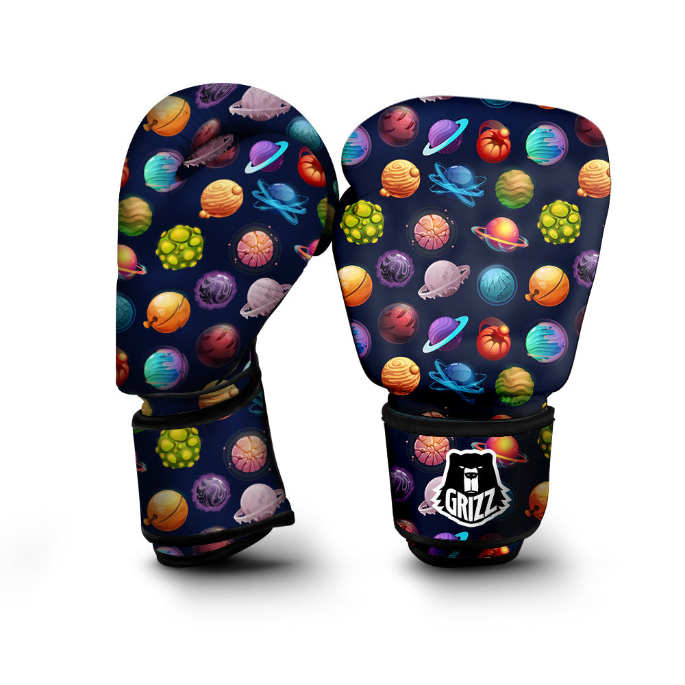 Futuristic Planets And Stars Colorful Print Pattern Boxing Gloves-grizzshop
