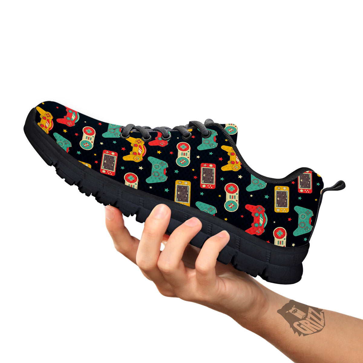 Gadgets Video Game Print Pattern Black Sneaker-grizzshop