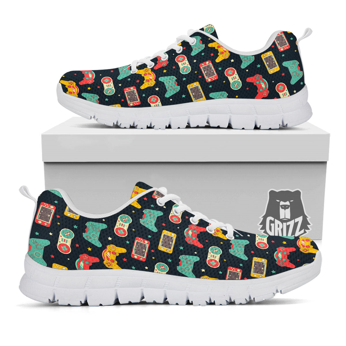 Gadgets Video Game Print Pattern White Sneaker-grizzshop