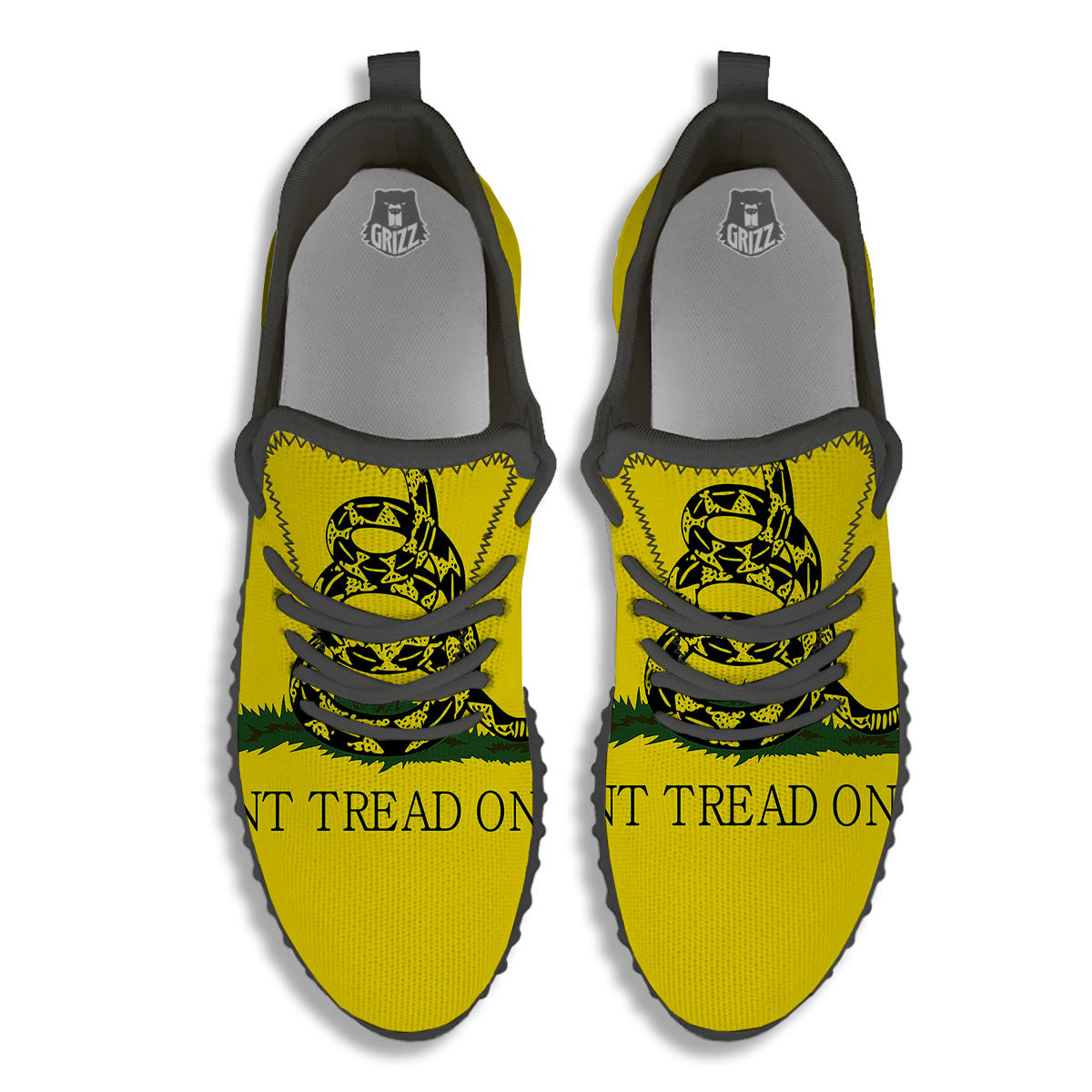 Gadsden Flag Don't Tread On Me Print Black Walking Shoes-grizzshop