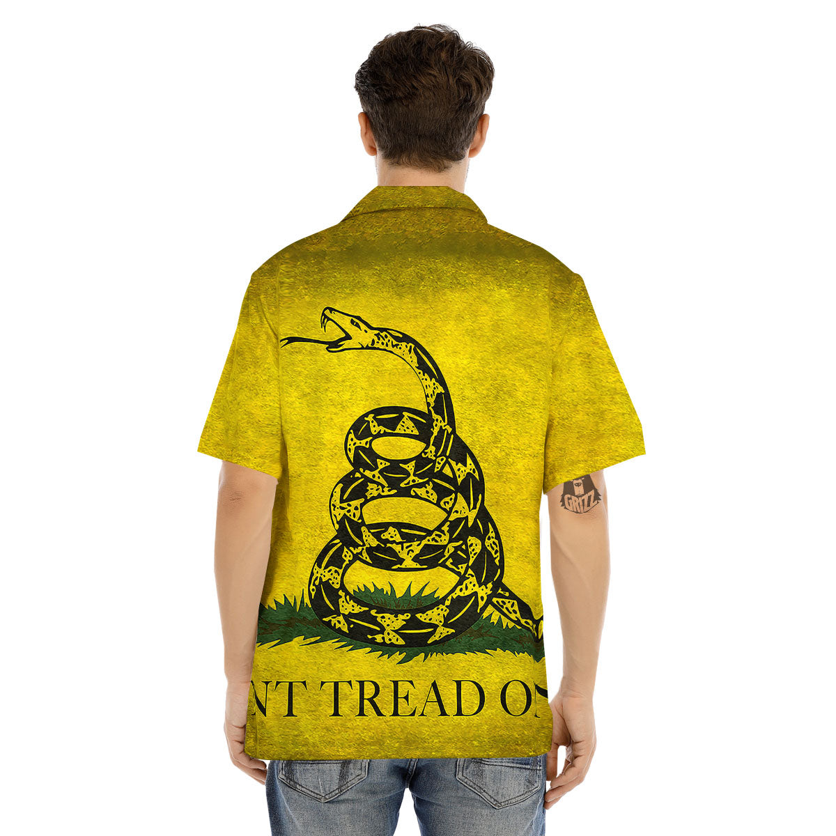 Gadsden Flag Grunge Print Men's Hawaiian Shirt-grizzshop