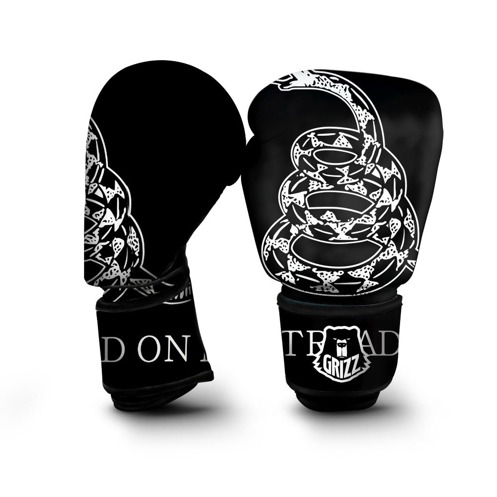 Gadsden Flag White And Black Print Boxing Gloves-grizzshop
