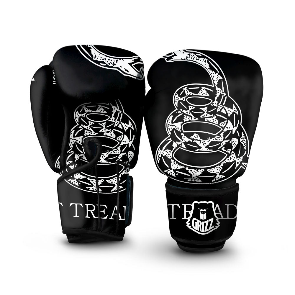 Gadsden Flag White And Black Print Boxing Gloves-grizzshop