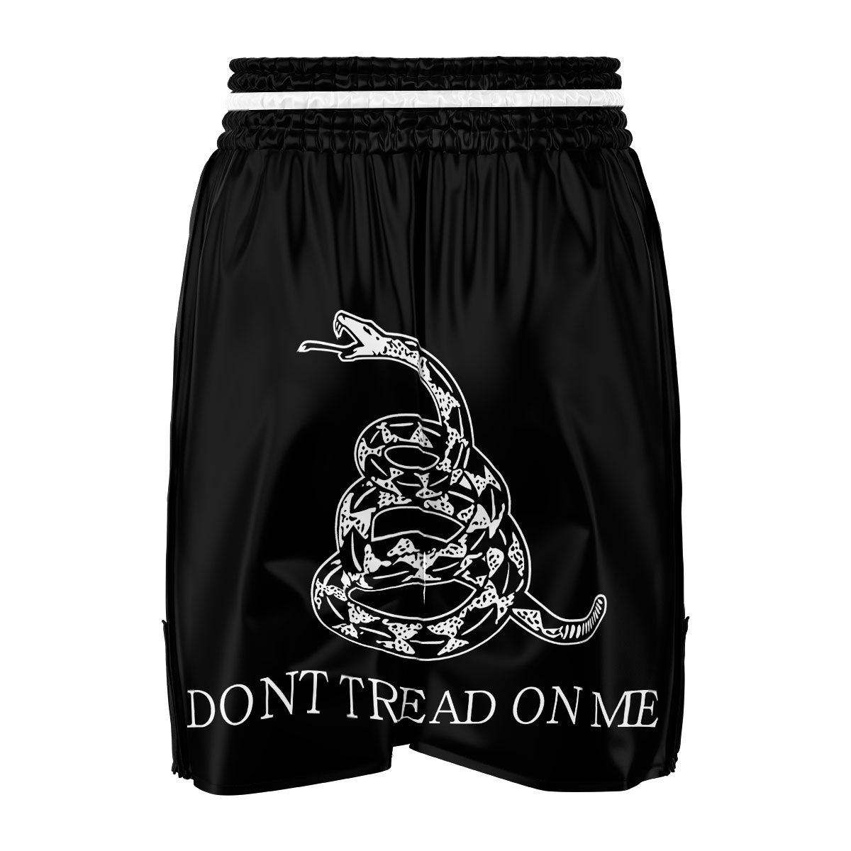 Gadsden Flag White And Black Print Boxing Shorts-grizzshop