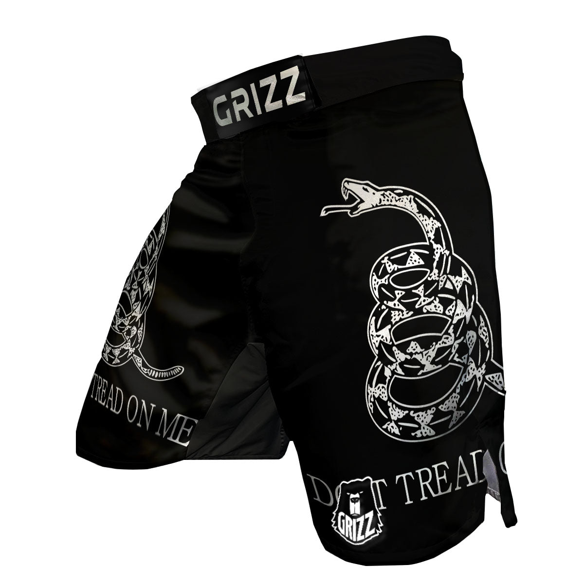 Gadsden Flag White And Black Print MMA Shorts-grizzshop