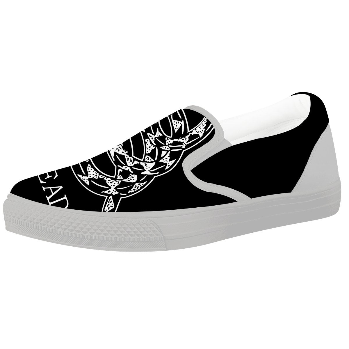 Gadsden Flag White And Black Print White Slip On Shoes-grizzshop