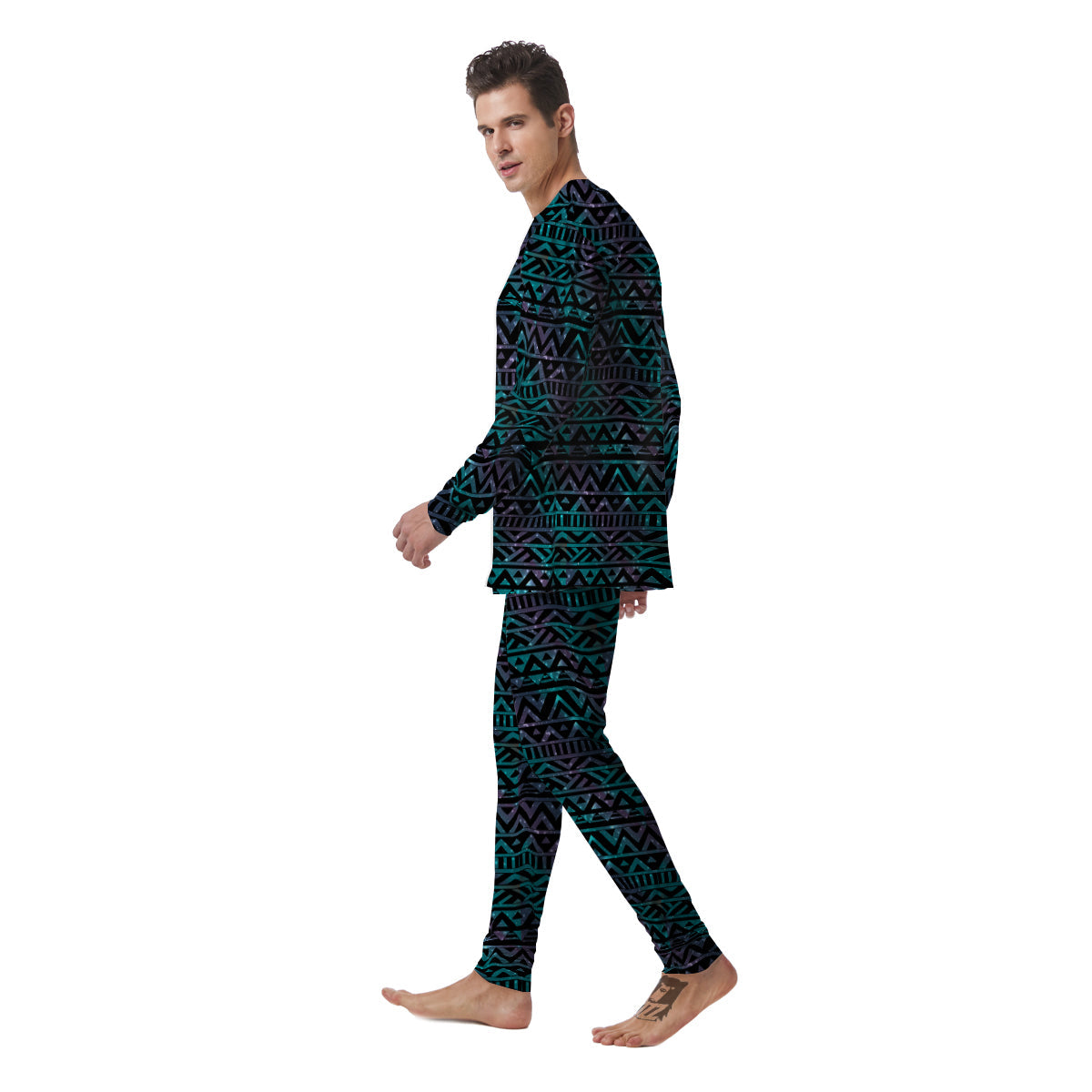 Galaxy Aztec Tribal Print Pattern Men's Pajamas-grizzshop