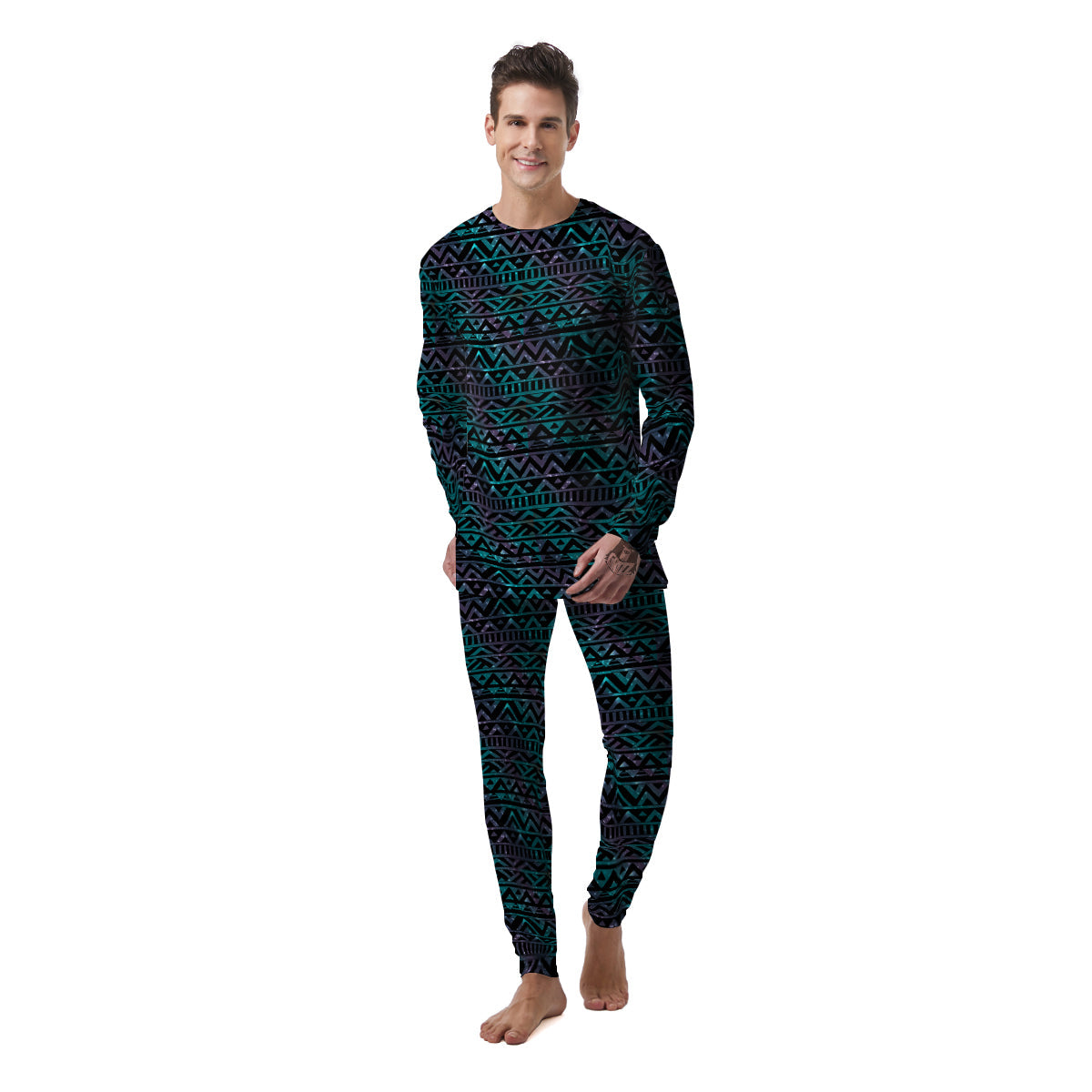 Galaxy Aztec Tribal Print Pattern Men's Pajamas-grizzshop