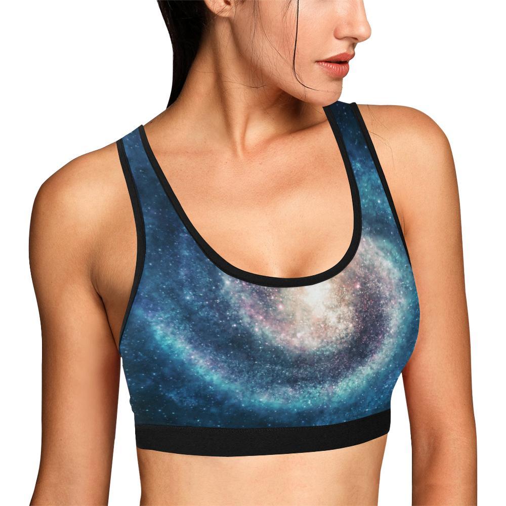 Galaxy Blue Milky Way Space Print Women Sports Bra-grizzshop