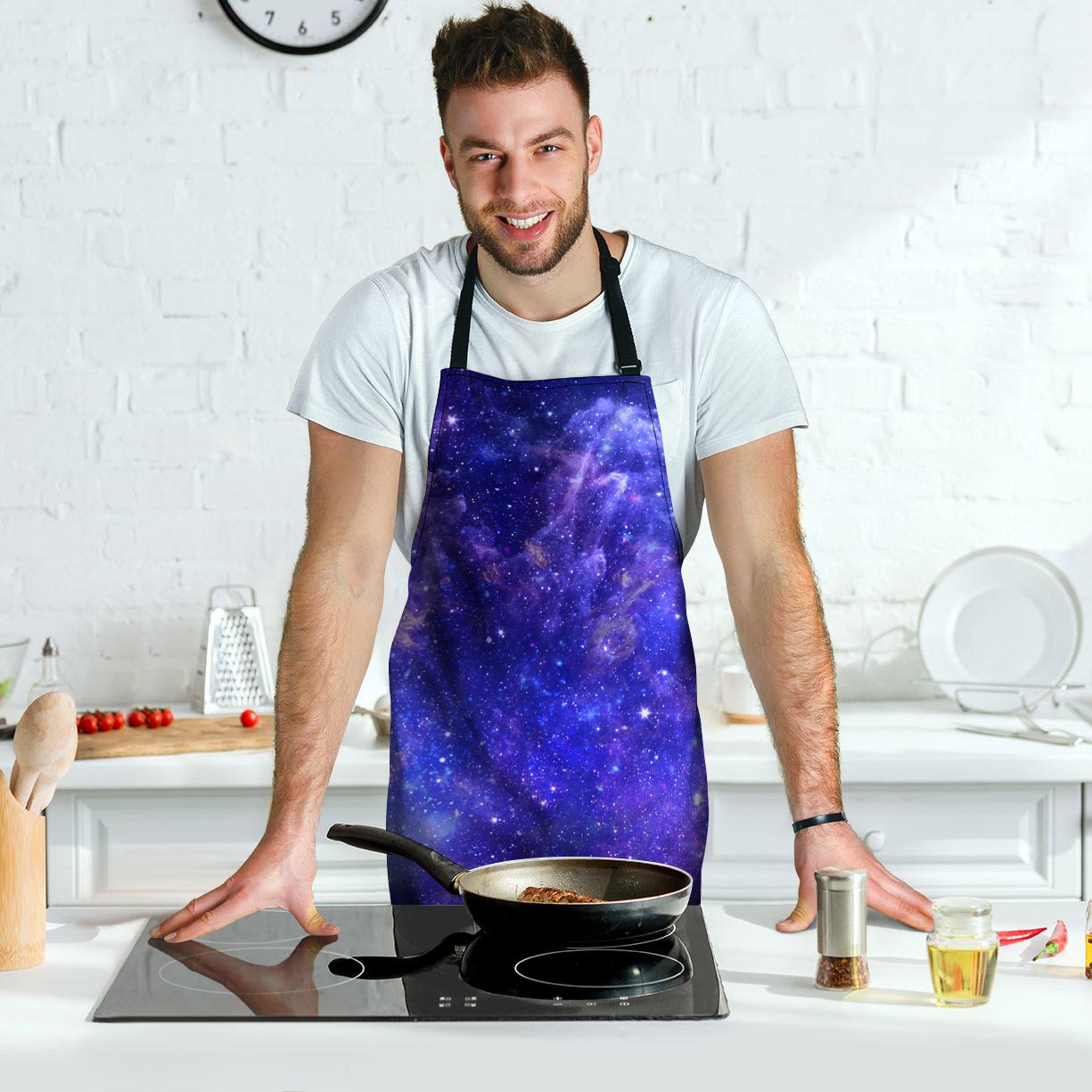 Galaxy Blue Space Men's Apron-grizzshop