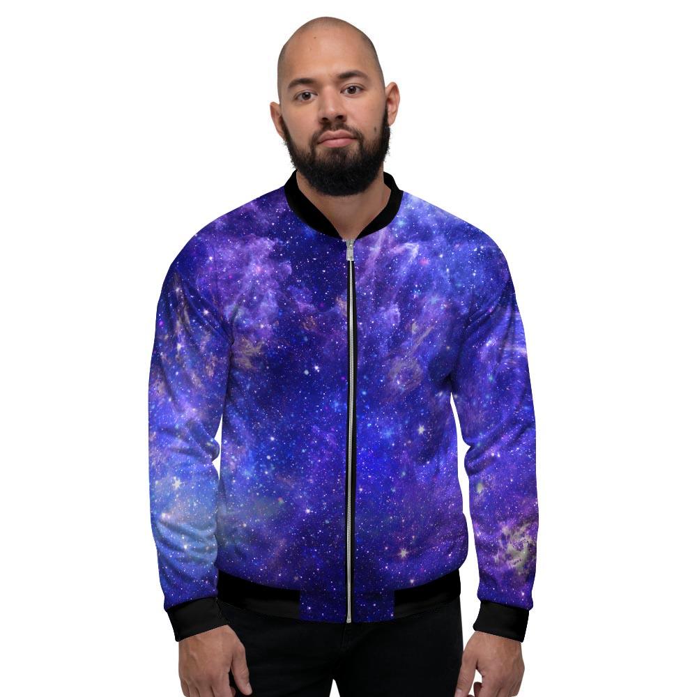 Galaxy Blue Space Men's Bomber Jacket-grizzshop