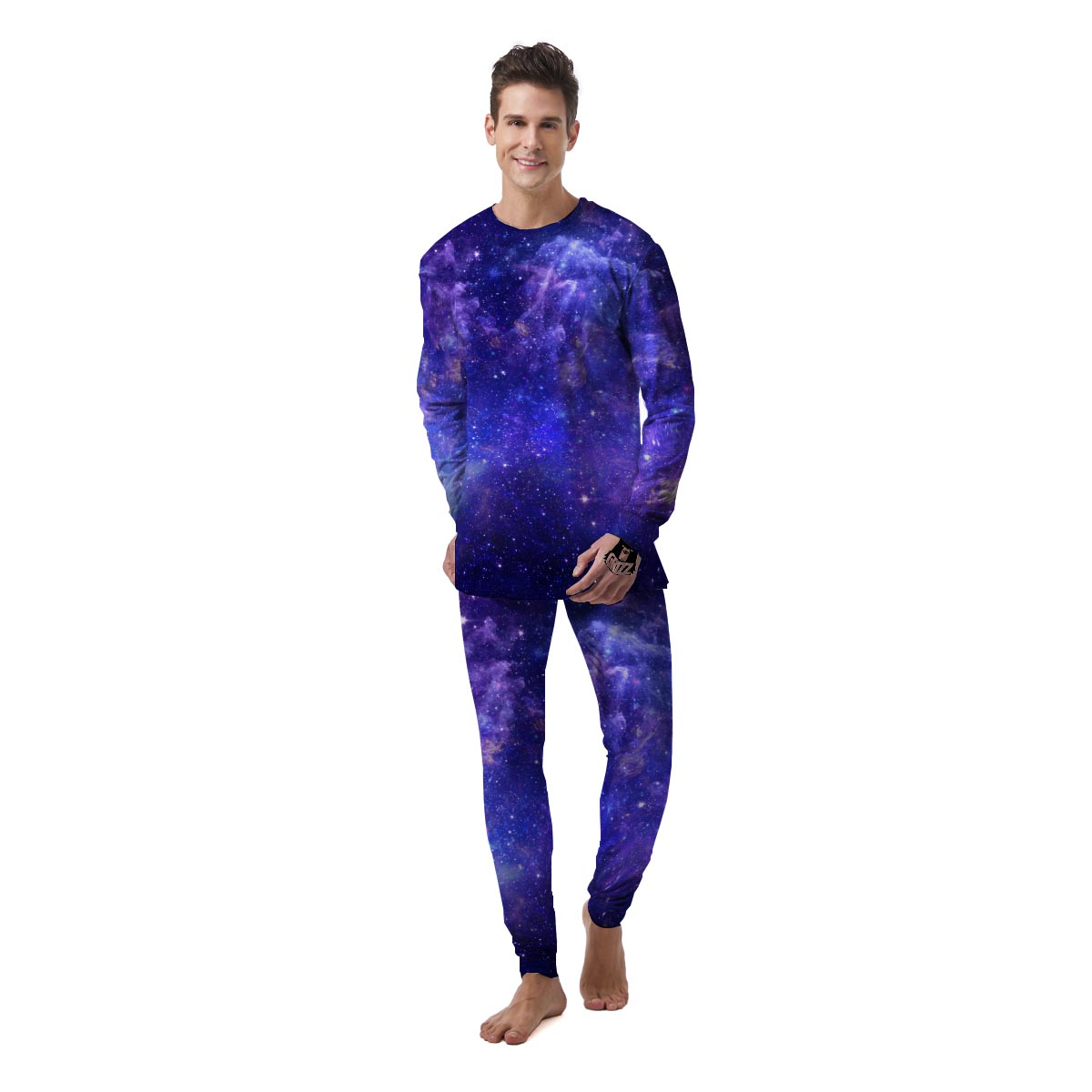 Galaxy Blue Space Men's Pajamas-grizzshop