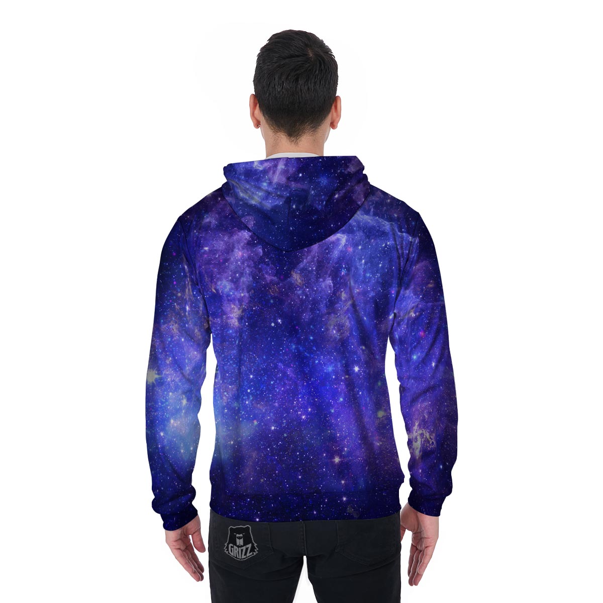 Galaxy Blue Space Men's Zip Up Hoodie-grizzshop