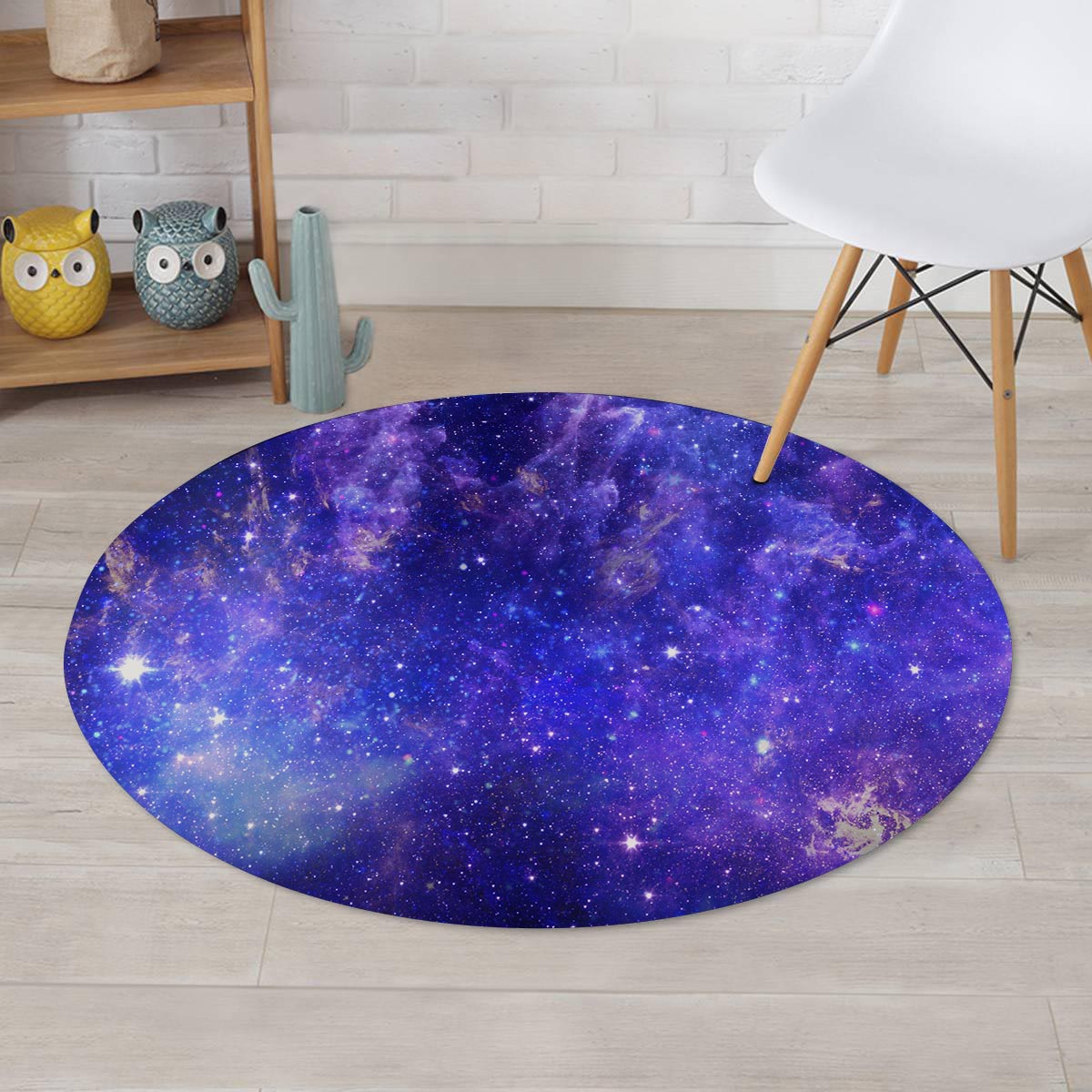 Galaxy Blue Space Round Rug-grizzshop