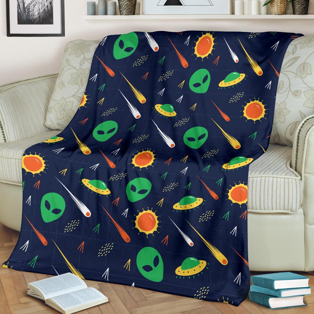 Galaxy Comet Alien Ufo Pattern Print Blanket-grizzshop