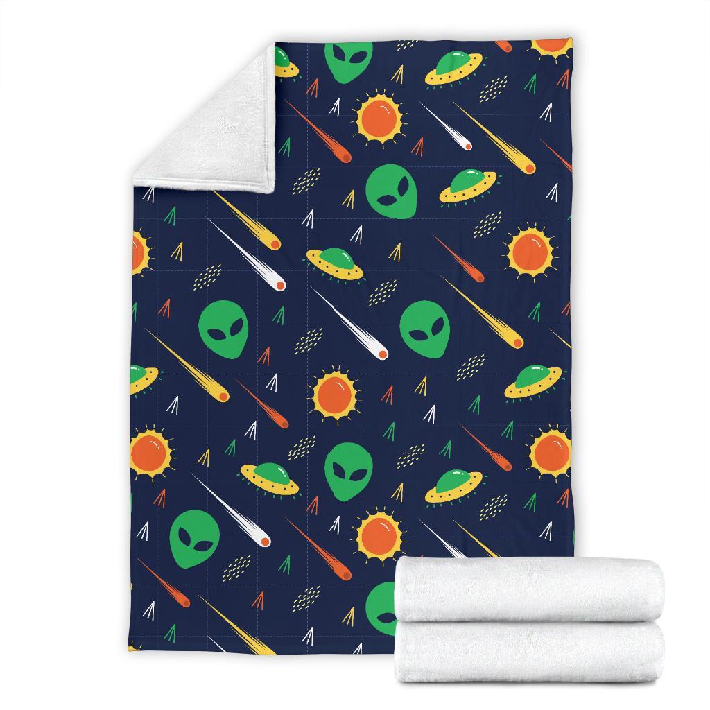 Galaxy Comet Alien Ufo Pattern Print Blanket-grizzshop