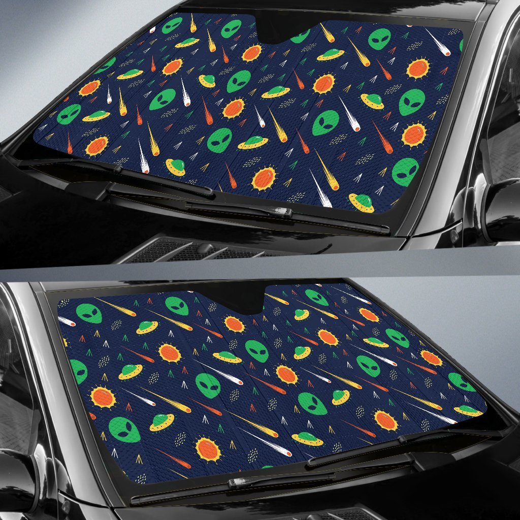 Galaxy Comet Alien Ufo Pattern Print Car Sun Shade-grizzshop