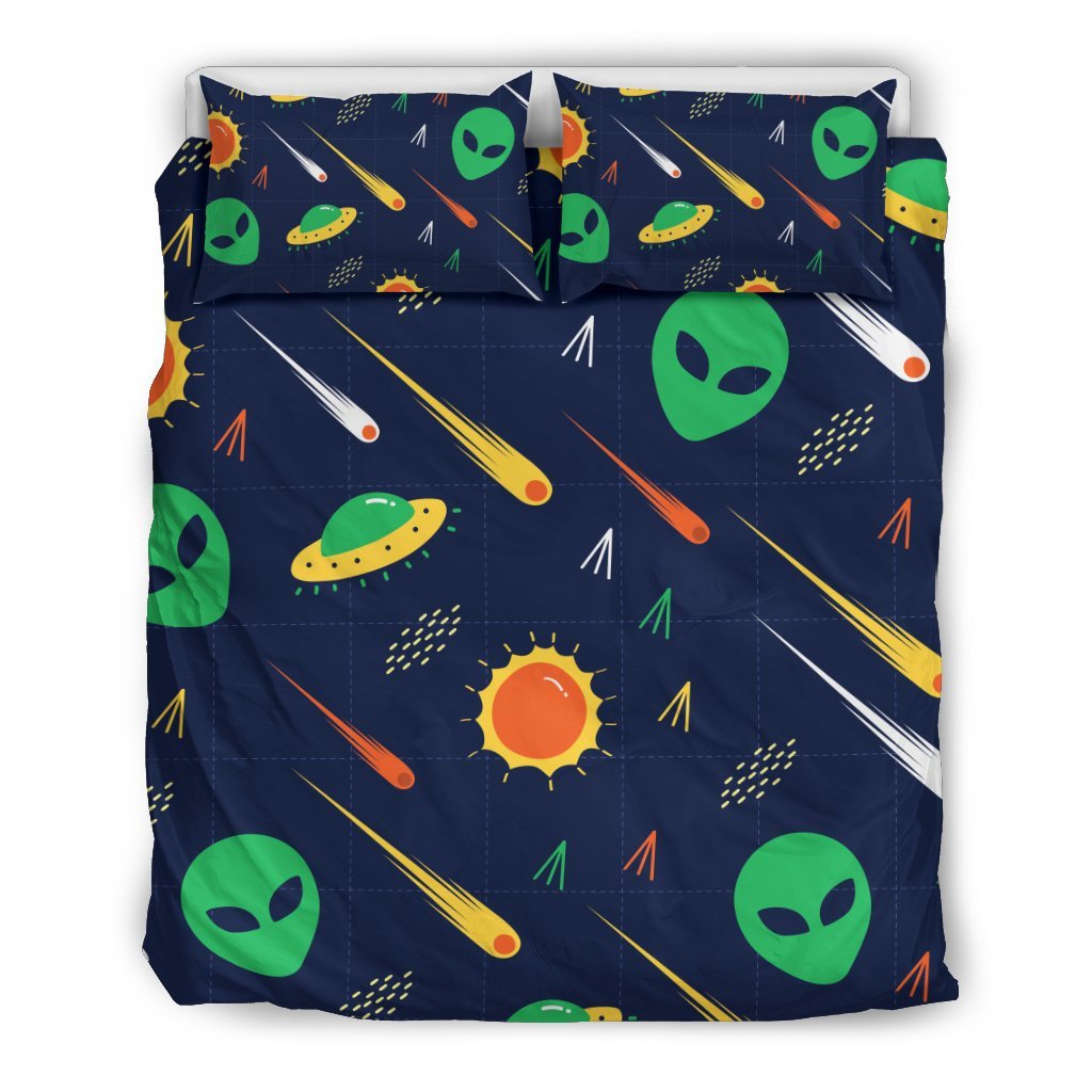 Galaxy Comet Alien Ufo Pattern Print Duvet Cover Bedding Set-grizzshop