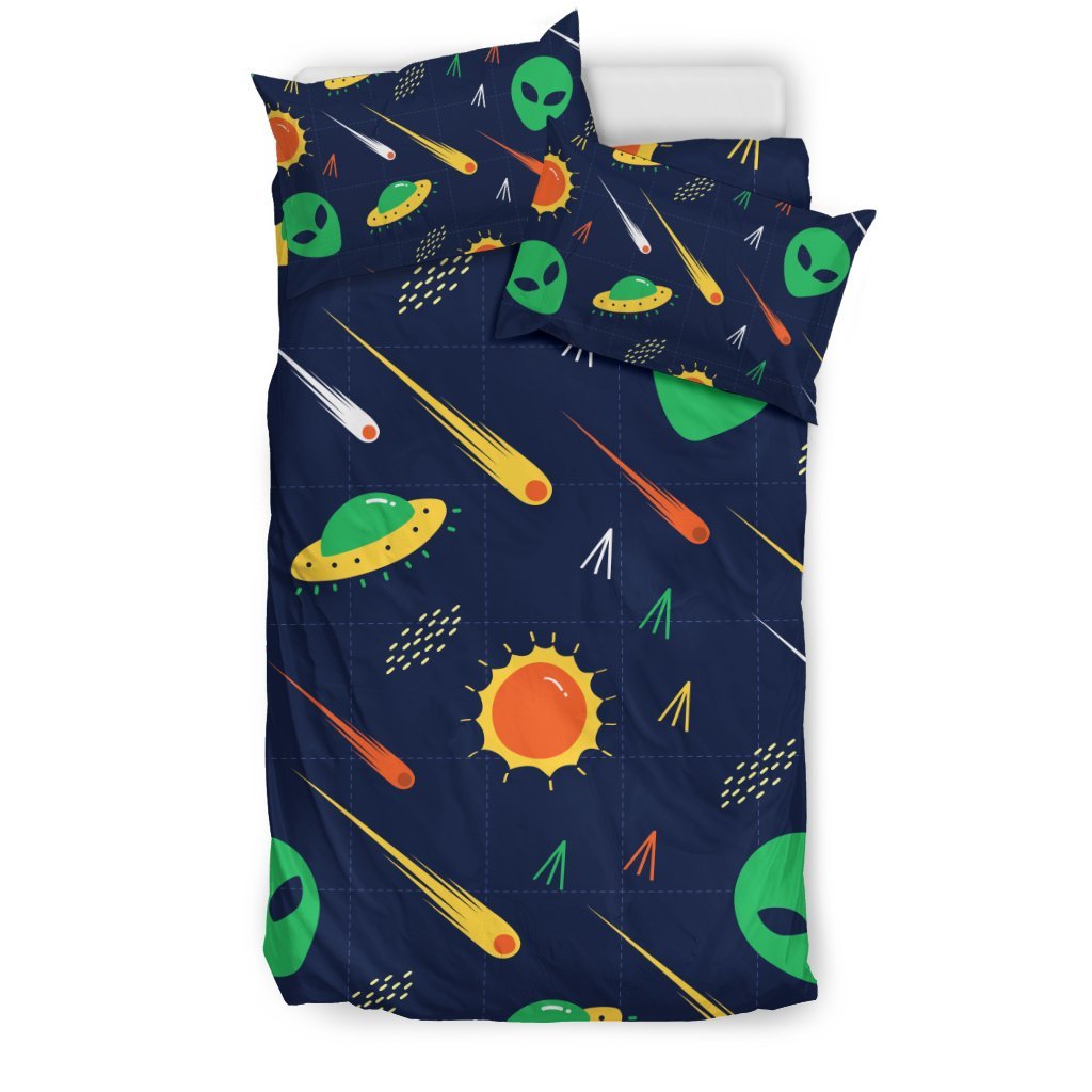 Galaxy Comet Alien Ufo Pattern Print Duvet Cover Bedding Set-grizzshop