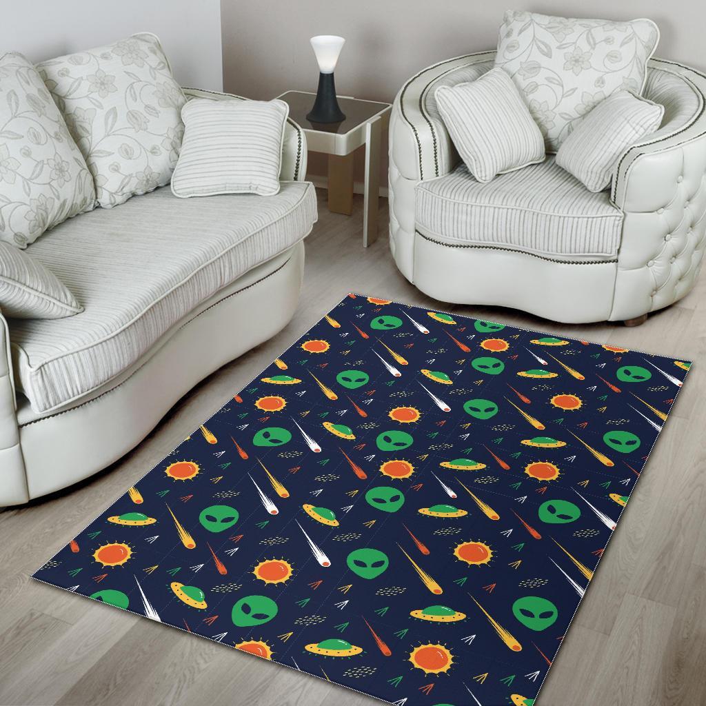 Galaxy Comet Alien Ufo Pattern Print Floor Mat-grizzshop