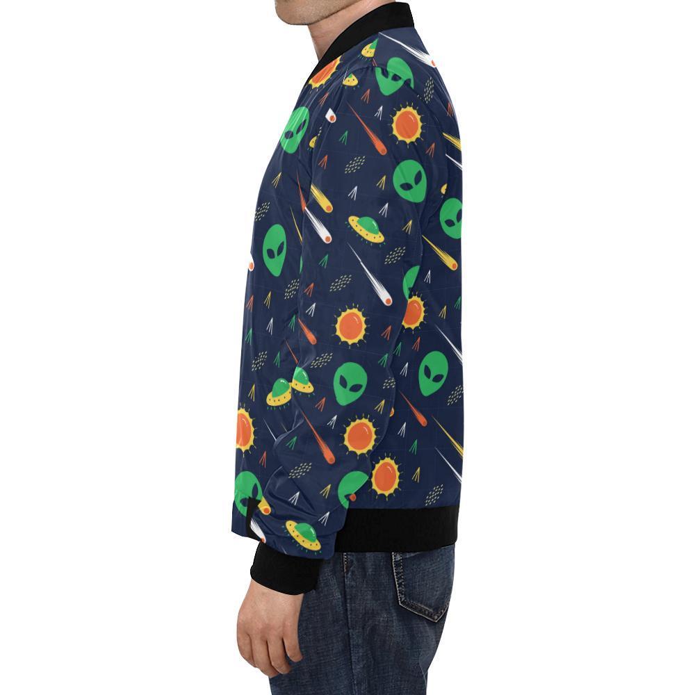 Galaxy Comet Alien Ufo Pattern Print Men's Bomber Jacket-grizzshop