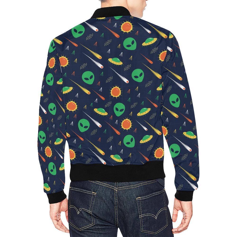 Galaxy Comet Alien Ufo Pattern Print Men's Bomber Jacket-grizzshop
