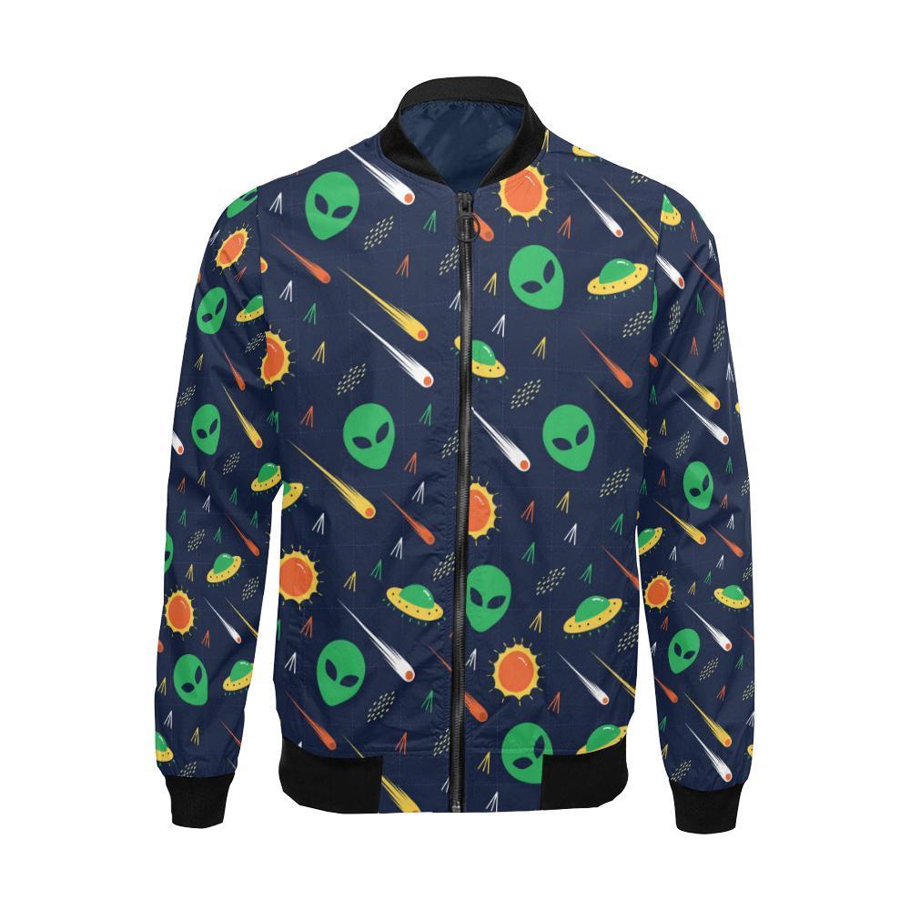 Galaxy Comet Alien Ufo Pattern Print Men's Bomber Jacket-grizzshop