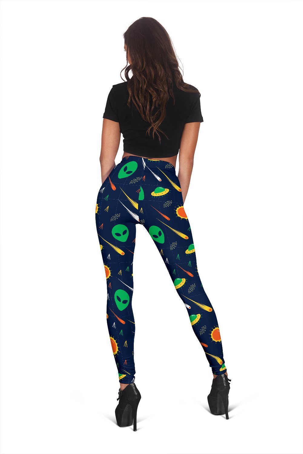 Galaxy Comet Alien Ufo Pattern Print Women Leggings-grizzshop