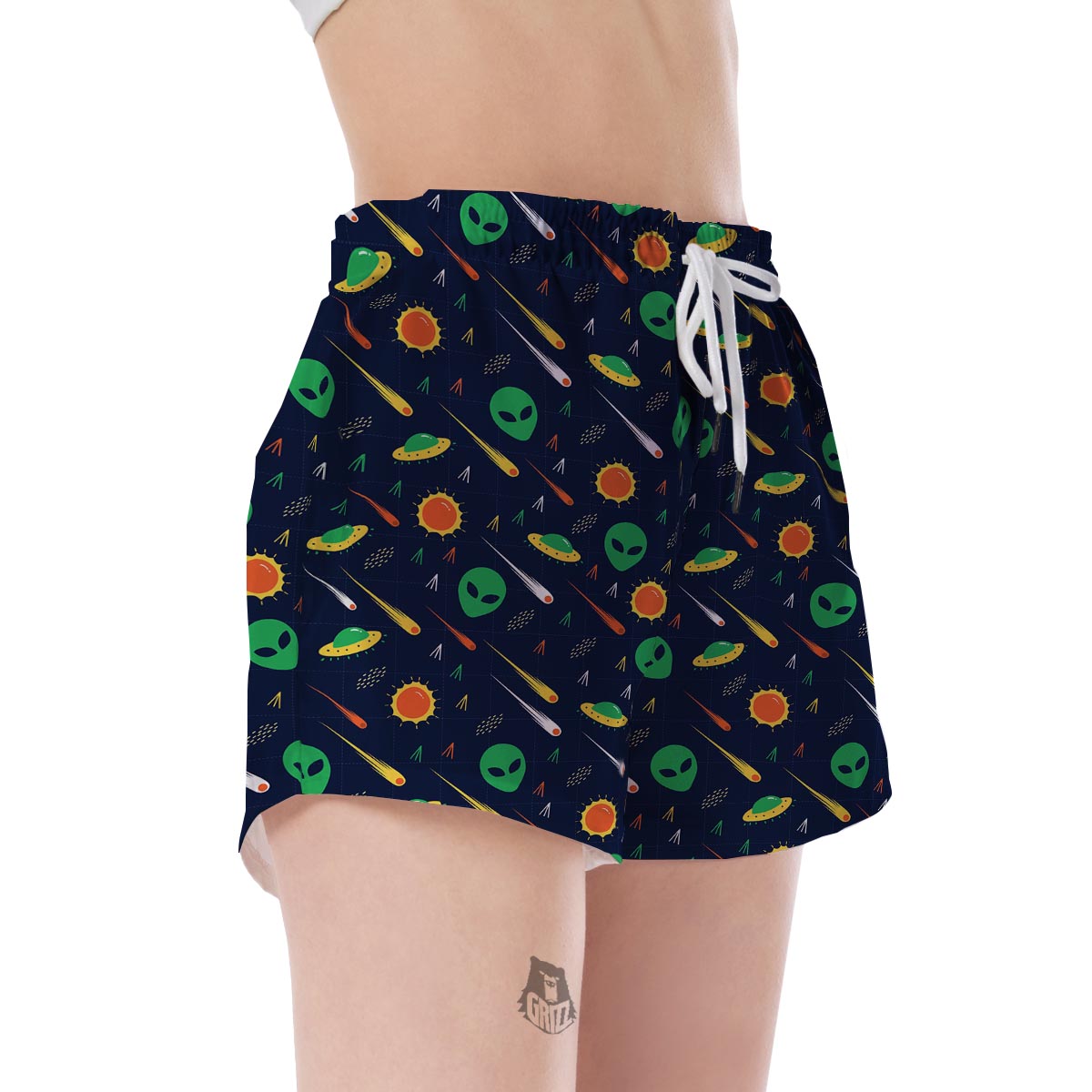 Galaxy Comet Alien Ufo Pattern Print Women's Shorts-grizzshop