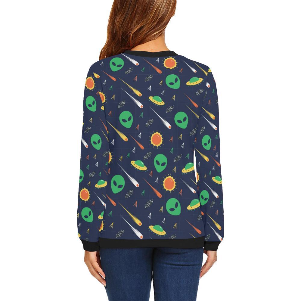 Galaxy Comet Alien Ufo Pattern Print Women's Sweatshirt-grizzshop