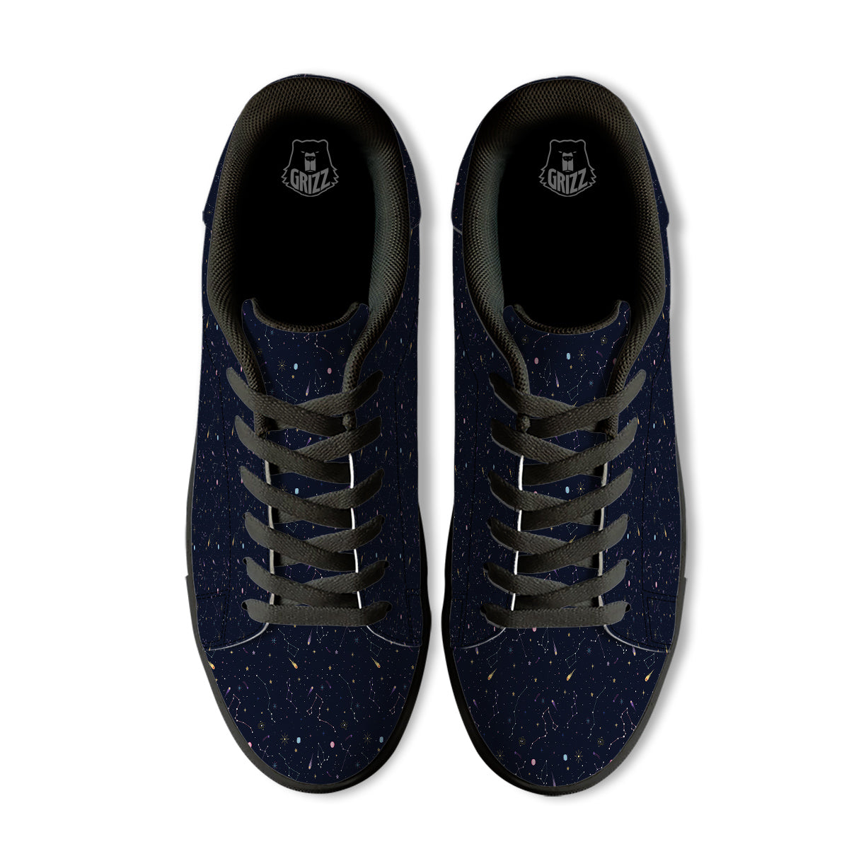 Galaxy Constellation Print Pattern Black Low Top Sneakers-grizzshop