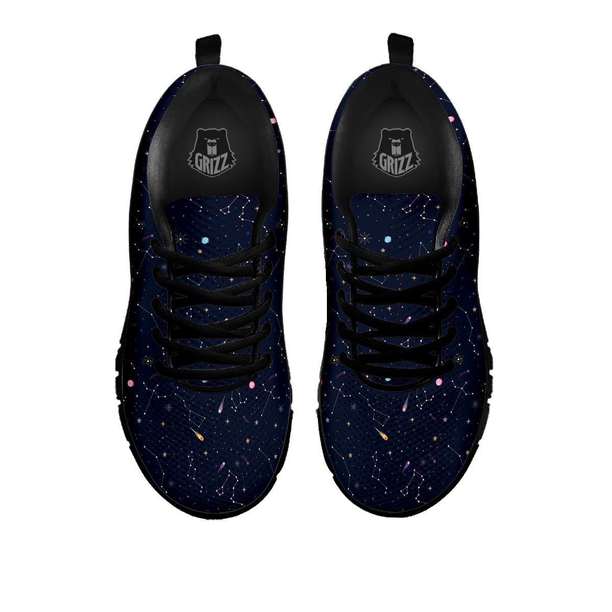 Galaxy Constellation Print Pattern Black Sneaker-grizzshop