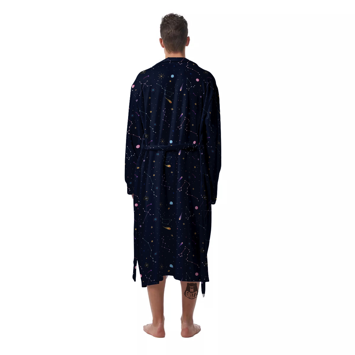 Galaxy Constellation Print Pattern Men's Robe-grizzshop