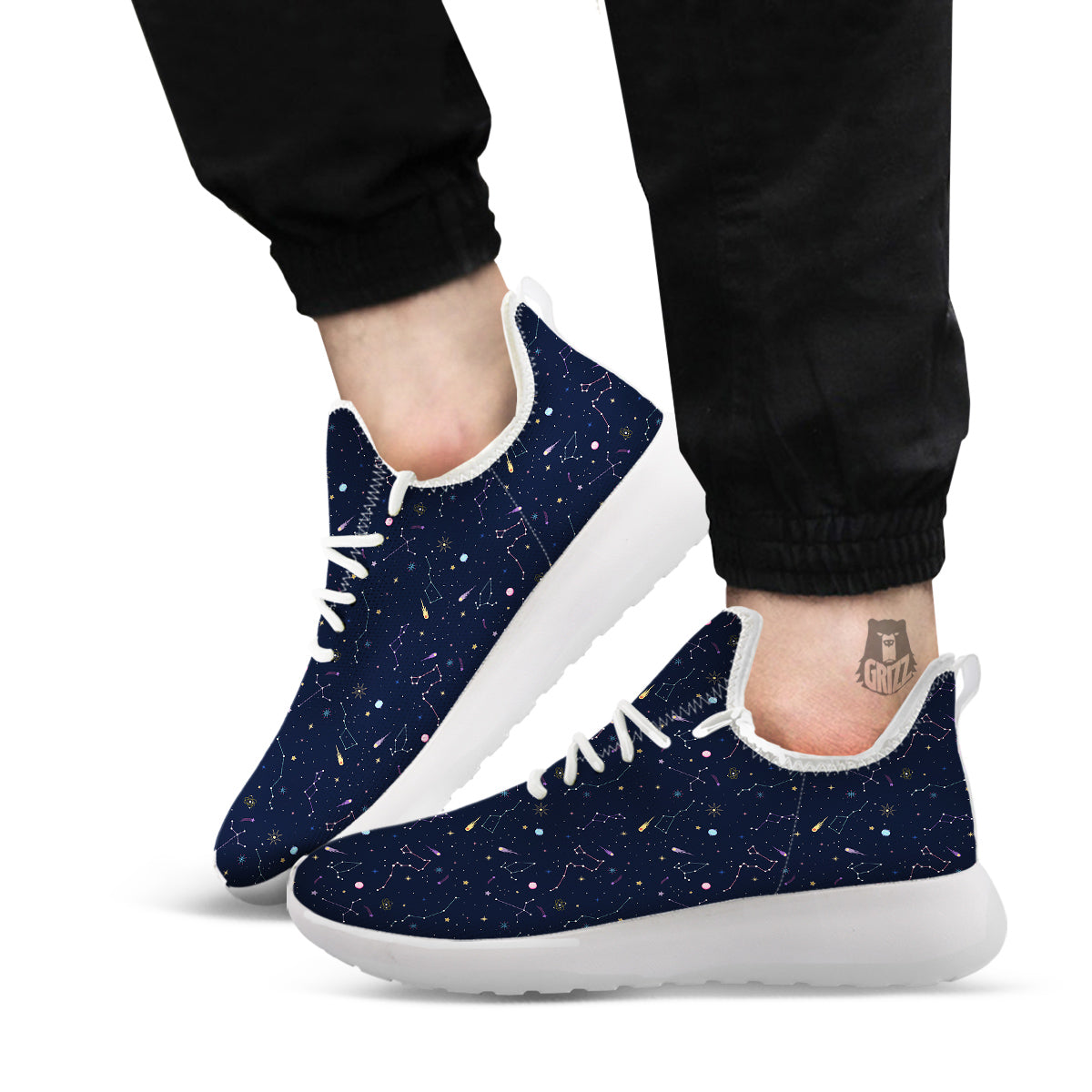 Galaxy Constellation Print Pattern White Athletic Shoes-grizzshop