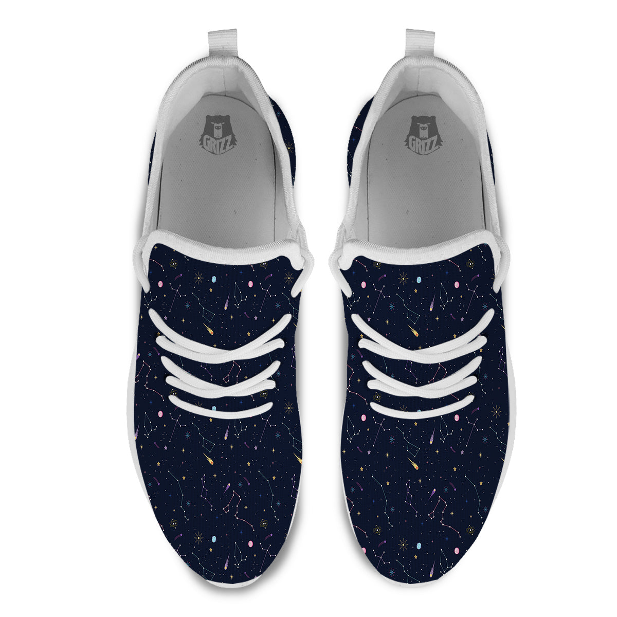 Galaxy Constellation Print Pattern White Athletic Shoes-grizzshop